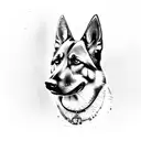 German shepherd portrait tattoo design idea