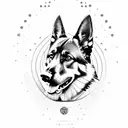 German shepherd portrait tattoo design idea