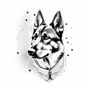 German shepherd portrait tattoo design idea