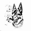 German shepherd portrait tattoo design idea