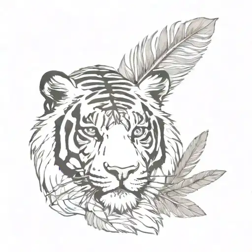 tiger paw, feather tattoo design idea