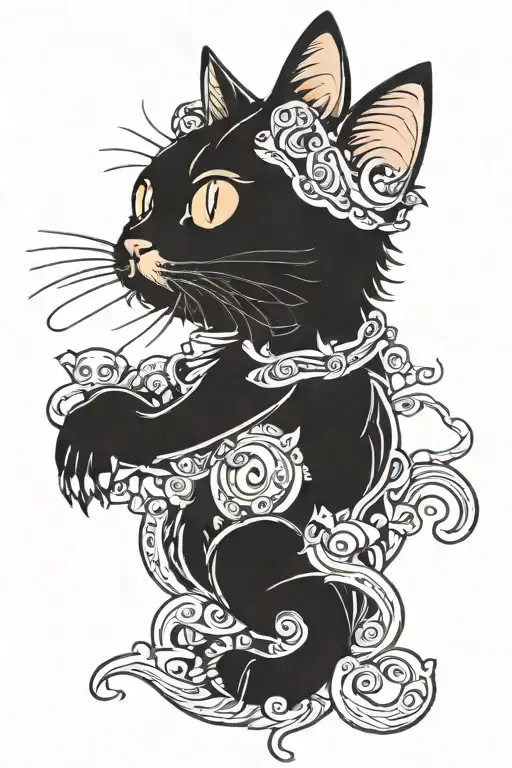 cat with 3 eyes tattoo design idea