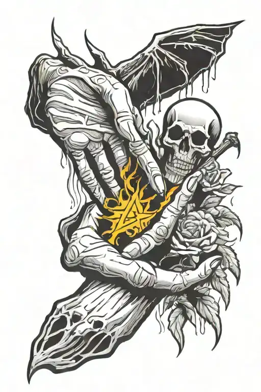 gods hand touching the grim reapers hand and creating life tattoo design idea