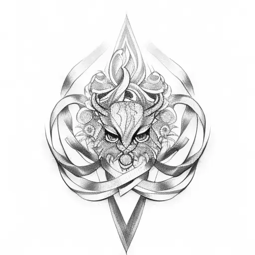 ribbon scroll tattoo design idea