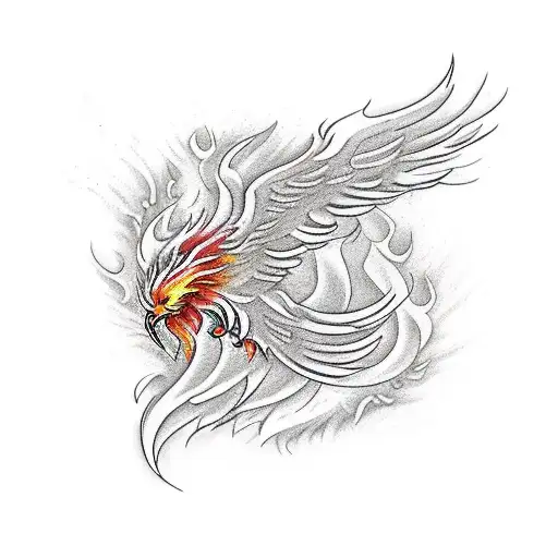 Auspicious Flaming Phoenix tattoo design — LuckyFish, Inc. and Tattoo Santa  Barbara