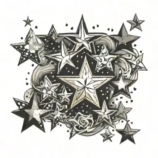 scattered sparkle stars tattoo design idea