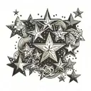 scattered sparkle stars tattoo design idea