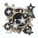 scattered sparkle stars tattoo design idea