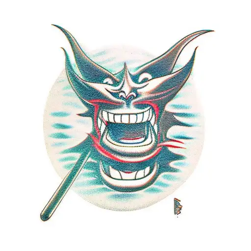 A tattoo design of a mischievous demon playing a prank on someone tattoo design idea