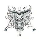 A tattoo design of a mischievous demon playing a prank on someone tattoo design idea