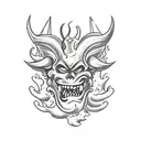 A tattoo design of a mischievous demon playing a prank on someone tattoo design idea