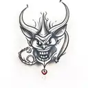 A tattoo design of a mischievous demon playing a prank on someone tattoo design idea