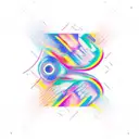 An abstract representation of a snowmobile in motion, with vibrant colors and geometric shapes tattoo design idea