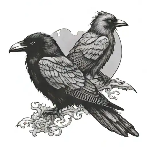 Nevermore w raven and black cat sitting tattoo design idea