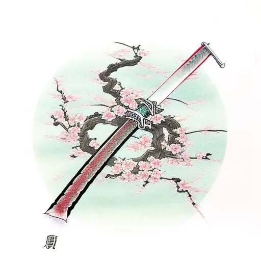 katana sword and sakura flowers vector design - Stock Illustration  [38902156] - PIXTA