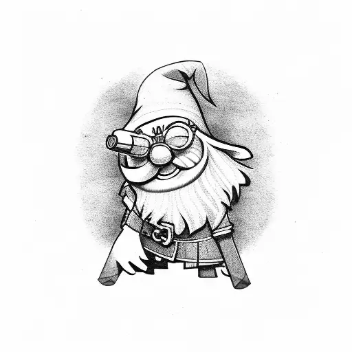 gnome smoking cigar tattoo design idea