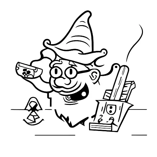 gnome smoking cigar tattoo design idea