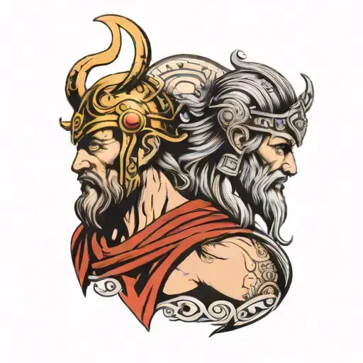 mix of Greek god atlas and Viking warrior tattoo design idea