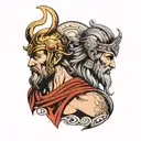 mix of Greek god atlas and Viking warrior tattoo design idea