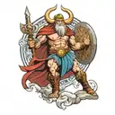 mix of Greek god atlas and Viking warrior tattoo design idea