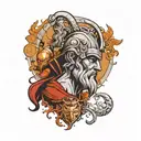 mix of Greek god atlas and Viking warrior tattoo design idea