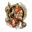 mix of Greek god atlas and Viking warrior tattoo design idea