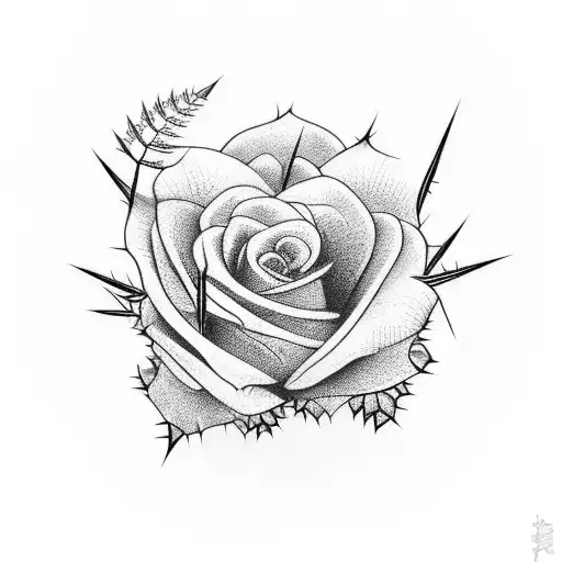 black sleeve with thorns and flowers in white contrast tattoo design idea