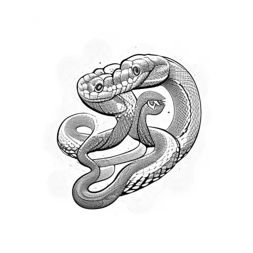 two headed snake with flowers and thorns tattoo design idea