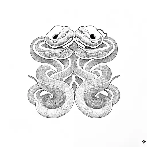 two headed snake with flowers around it tattoo design idea