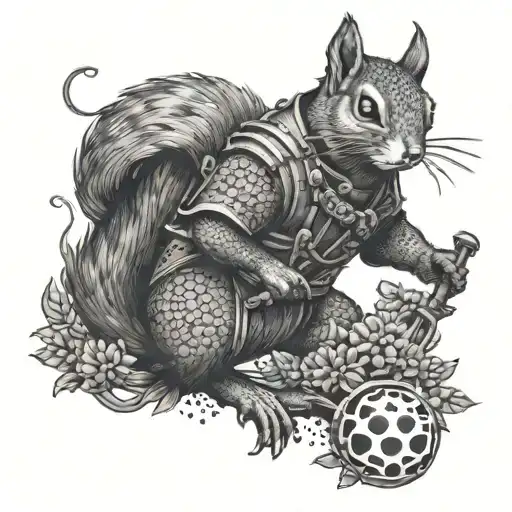 squirrel ronin fight tattoo design idea