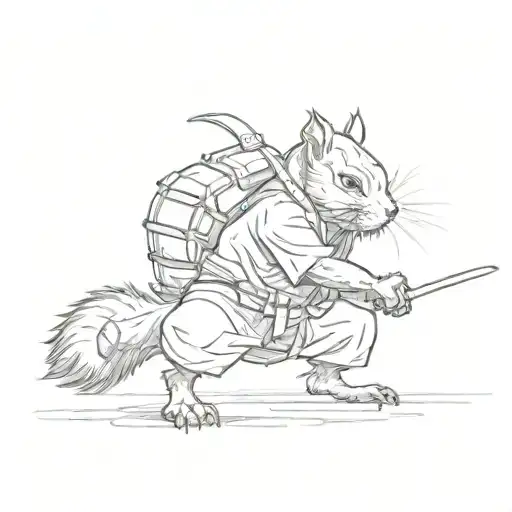 squirrel ronin fight tattoo design idea