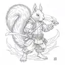 squirrel ronin fight tattoo design idea