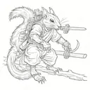 squirrel ronin fight tattoo design idea