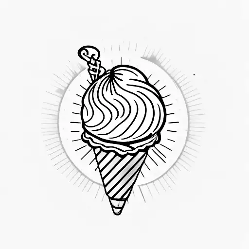 Ice cream cone with heart as a ball tattoo design idea