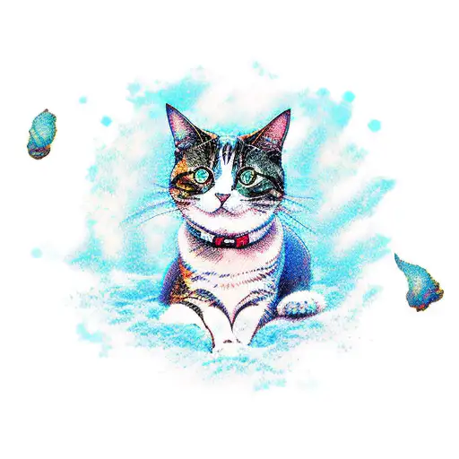 An anime-inspired design of your beloved cats lounging on a beautiful beach in the Bahamas tattoo design idea