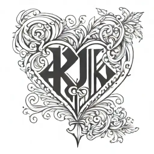 Incorporate the letters A and K into a heart design tattoo design idea