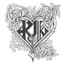 Incorporate the letters A and K into a heart design tattoo design idea