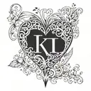 Incorporate the letters A and K into a heart design tattoo design idea