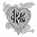 Incorporate the letters A and K into a heart design tattoo design idea