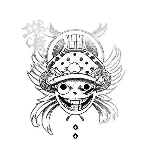 One piece  character Corazon saying "Aishiteru" to little Law tattoo design idea