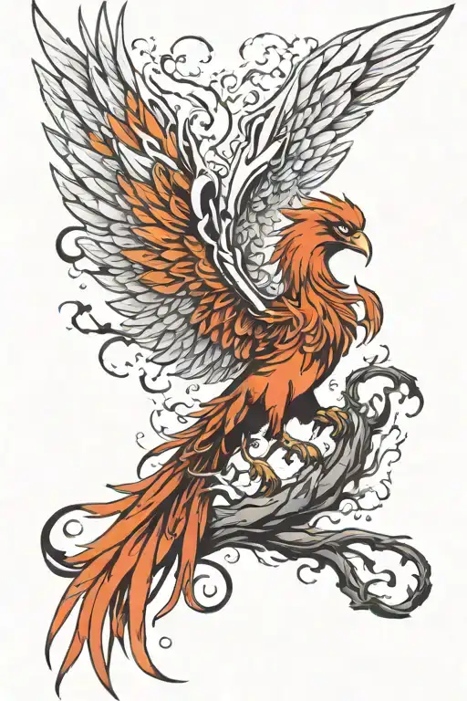Phoenix rising from the ashes tattoo design idea
