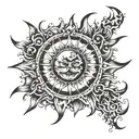 sun flames and number 13  tattoo design idea
