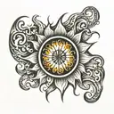 sun flames and number 13  tattoo design idea