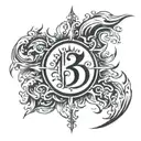 sun flames and number 13  tattoo design idea