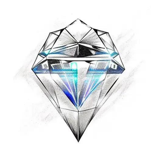 A sketch-style diamond with the name 'Invincible' written in a graffiti font tattoo design idea