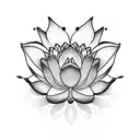 A delicate dotwork tattoo of a blooming lotus flower with the initials of your best friend beginning with M hidden within its petals. tattoo design idea