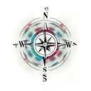 broken compass tattoo design idea