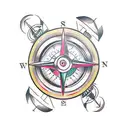 broken compass tattoo design idea