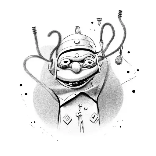 Old Cartoon puppet pulling the strings of the world  tattoo design idea
