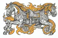 Flaming piston horse galloping tattoo design idea